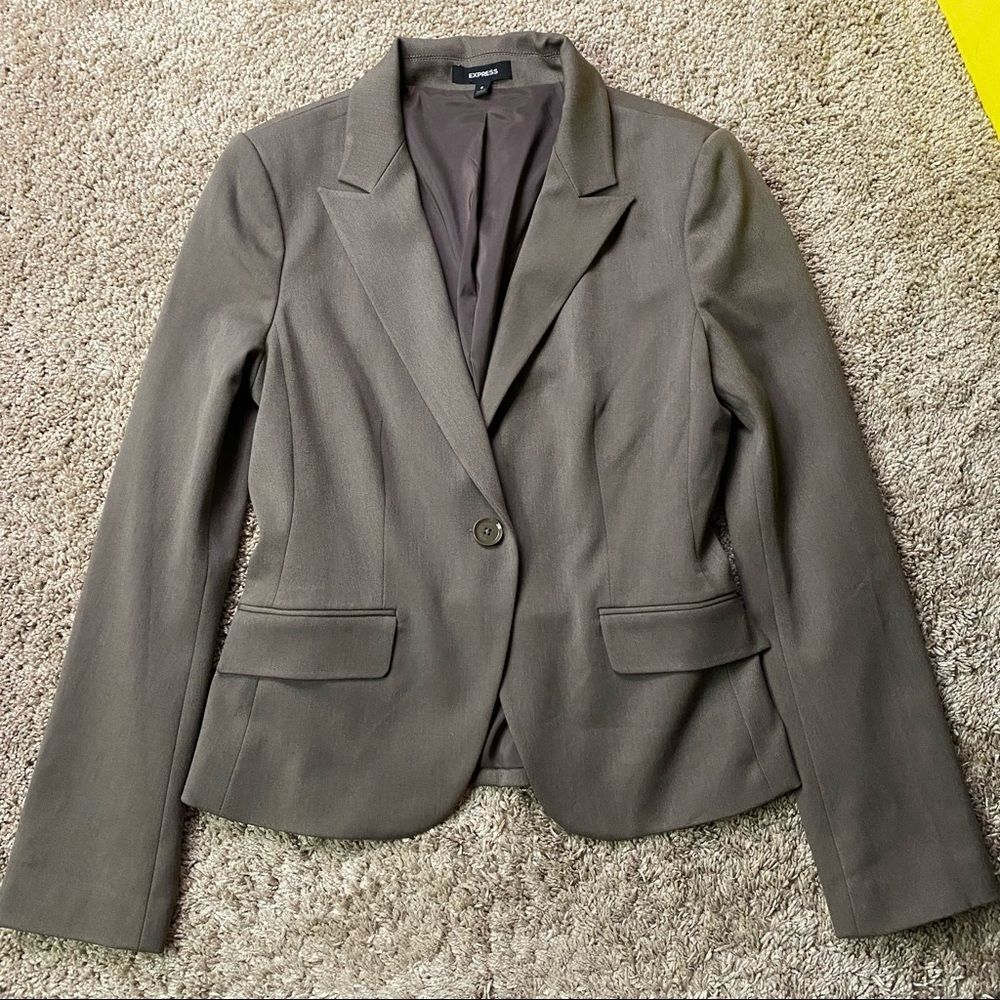 Express Single-Button Blazer Neutral Taupe size 6